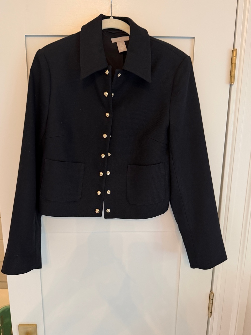 H&M Classic Black Cropped Button Jacket - Women's